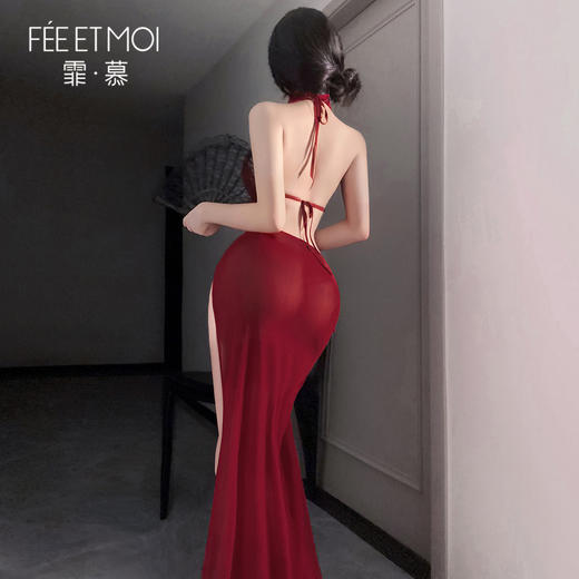 【情趣内衣】霏慕 迷迭花漾挂脖网纱睡裙6526 商品图3