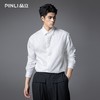 PINLI品立春季新品褶皱长袖衬衫男士纯色肌理感潮牌休闲衬衣GD253113037 商品缩略图2