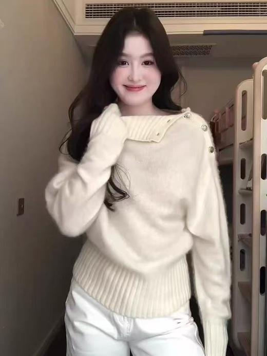 【孤品捡漏】G08米白高领仿水貂毛针织毛衫（微脏）-喜出 商品图2