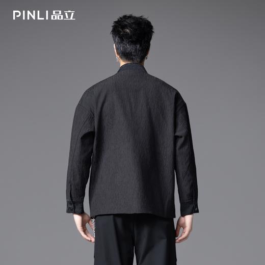 PINLI品立春季新款新中式盘扣立领夹克中国风提花休闲外套男B253104029 商品图2