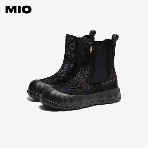 MIO米奥切尔西靴圆头厚底豹纹时装靴复古短靴女靴M255653102 商品图2