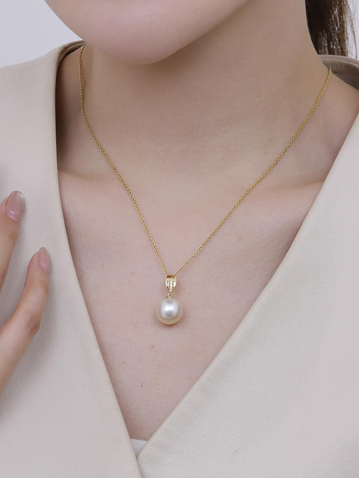 【挚友限定】18k金钻石干枯玫瑰珍珠吊坠12-13mm 商品图1