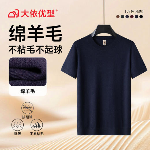 【绵羊毛】【DG】大依优型大码男装圆领短袖毛衣加肥加大码宽松毛线衫内搭针织衫男士上衣 商品图8