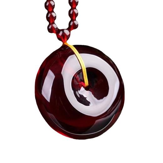 丁摩 琥珀蜜蜡面包扣随形二代吊坠酒红项链男女款血珀平安扣5ZF-58797 商品图4