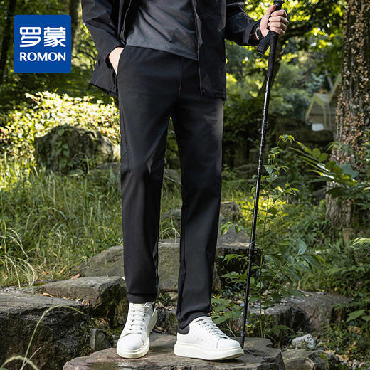 罗蒙春秋男士休闲裤户外直筒松紧腰弹力舒适不紧绷休闲男长裤子 商品图0