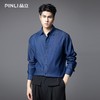 PINLI品立春季新款蓝色牛仔长袖衬衫宽松方领休闲百搭男衬衣GD253113061 商品缩略图0