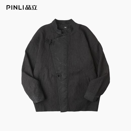PINLI品立春季新款新中式盘扣立领夹克中国风提花休闲外套男B253104029 商品图3