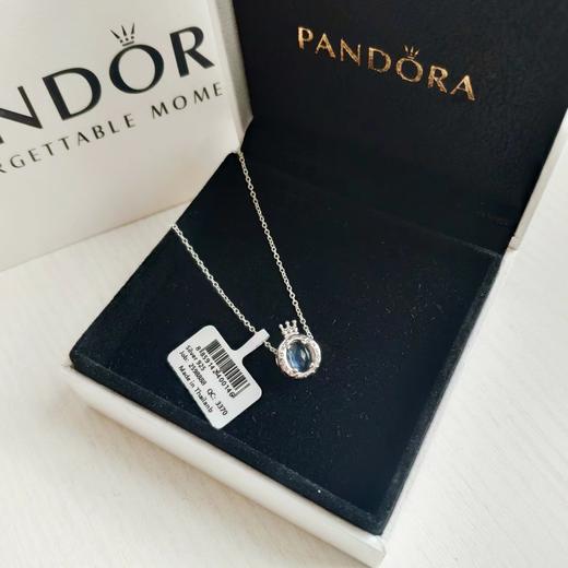 D082535时尚百搭银蓝色水晶闪耀皇冠项链925银 商品图4