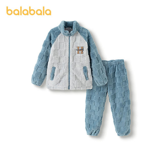 巴拉巴拉儿童睡衣套装冬加厚珊瑚绒男童家居服可外出保暖舒适时尚 商品图4