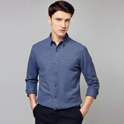 罗蒙秋冬长袖衬衫男士莫代尔棉吸湿透气柔软舒适日常百搭长袖衬衣 商品图1