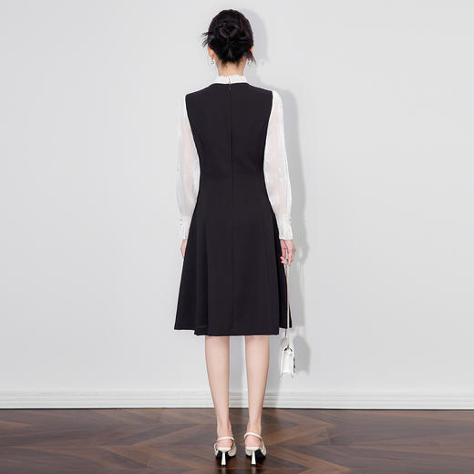 「高货wl」全新升级【铂金会员367/天猫489/差价122】(43346)洛诗琳轻奢假两件连衣裙2025秋季优雅通勤收腰显瘦裙子女 商品图1