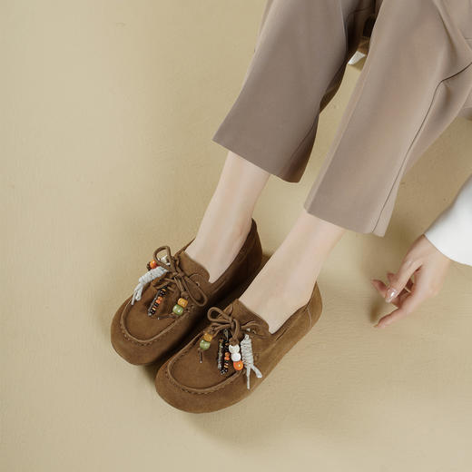 Westory2025年秋季老钱风豆豆鞋波西米亚风手工串珠平底鞋圆头休闲浅口单鞋W25CM76531 商品图10