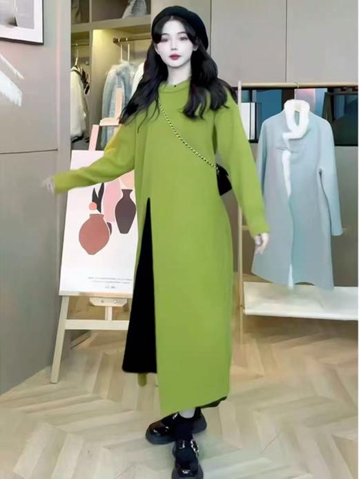 【孤品捡漏】G29绿色长款开叉针织毛衫-喜出 商品图4