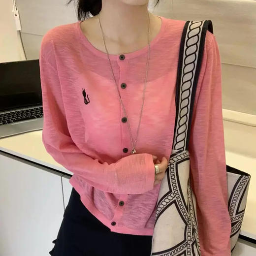 韩系刺绣超细羊毛长袖针织开衫设计感洋气显瘦百搭上衣  YX-11374239 商品图0