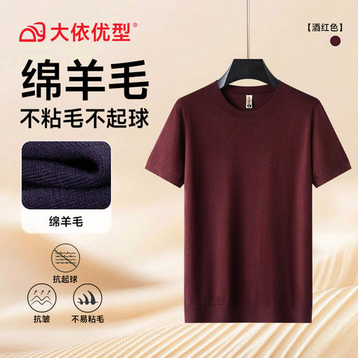 【绵羊毛】【DG】大依优型大码男装圆领短袖毛衣加肥加大码宽松毛线衫内搭针织衫男士上衣 商品图6