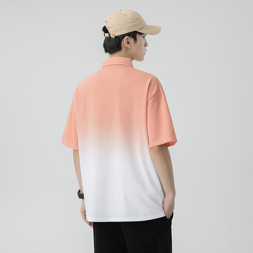 红览 男士短袖polo衫灰色渐变丝光棉翻领t恤81051 商品图3