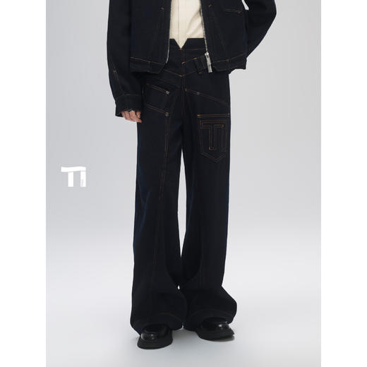 启世录TIWILLTANG“淼幽止径”型随意动工笔轮廓积构扭转结构长裤 商品图0