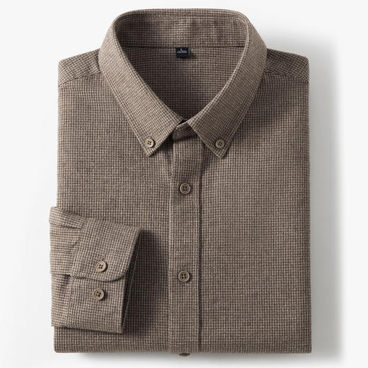 【全棉】罗蒙秋冬长袖衬衫男士纯棉保暖舒适易打理简约领尖小扣时尚衬衣 商品图11