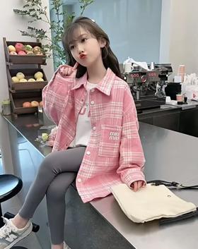 【孤品捡漏】女童G24粉色格子衬衫-喜出