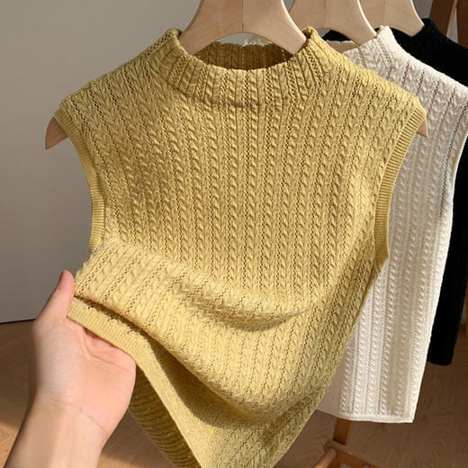 X5X2596-LY吊带背心女2025新款欧货女装气质立领无袖针织打底衫内搭坎肩上衣 商品图1