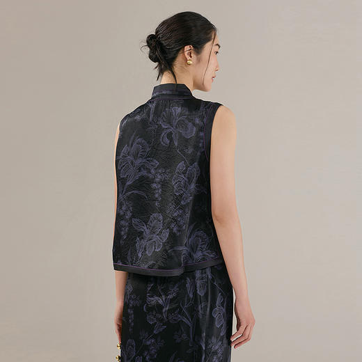 【林栖设计小店】印花马甲半身裙国风2025秋季新款新中式上衣裙子女套装上衣G1953353半裙G1953354 商品图4