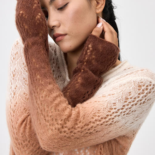 丝绒镂空圆领吊染女套衫  SJF97W371A 商品图6