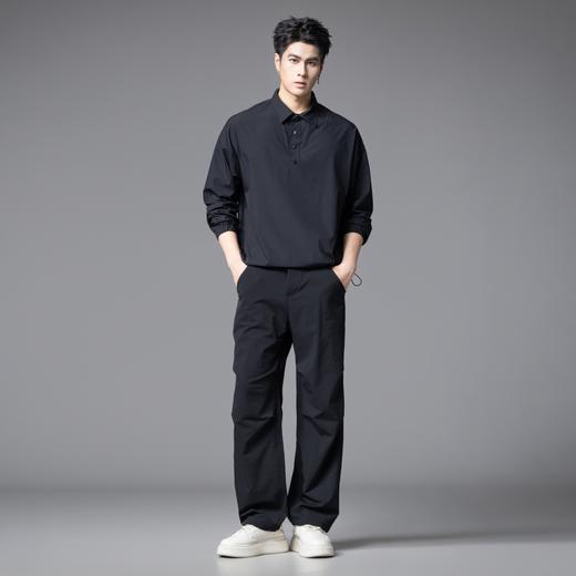 PINLI品立2025秋季新款男士褶皱设计感休闲长裤潮牌直筒伞兵裤子GD253117074 商品图1