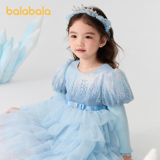 巴拉巴拉女童公主裙网纱连衣裙秋冬蛋糕裙珠片洋气甜美时尚泡泡袖 商品图0