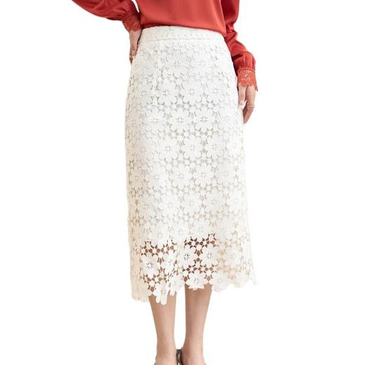 「自」全新升级【铂金会员183/天猫249/差价66】(53615)洛诗琳气质剪花工艺镂空蕾丝2025秋季半身裙新款高腰包臀裙 商品图4