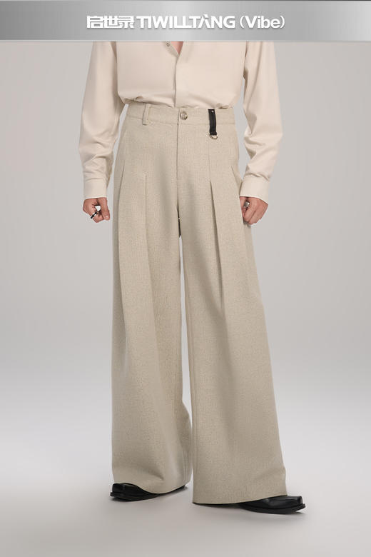 启世录TIWILLTANG“褶域桓季”奢感立体双褶雅绅垂感意式松弛西裤 商品图5