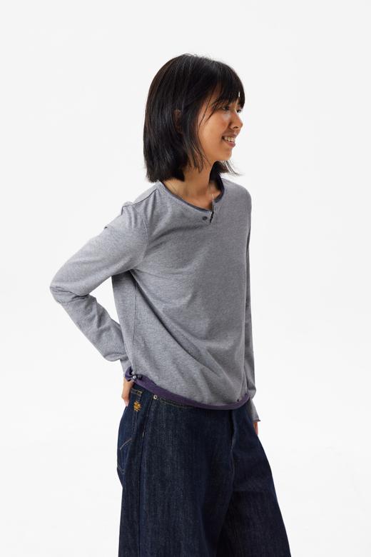 CryingCenter 小v领正肩双色卷边长袖tee 哭喊中心 商品图6