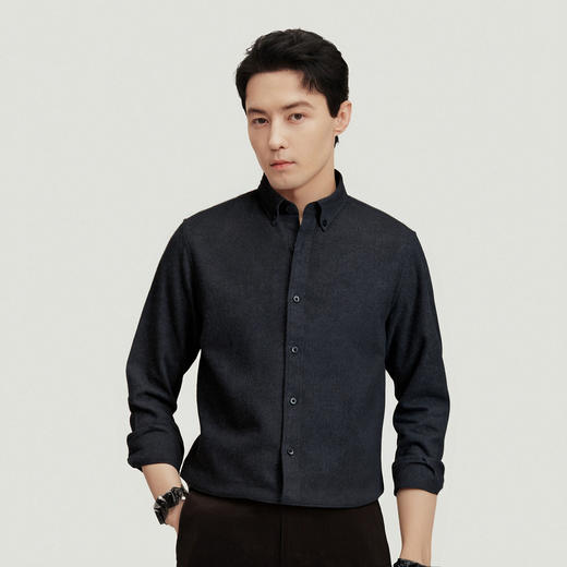 罗蒙秋冬长袖衬衫男士莫代尔棉吸湿透气柔软舒适日常百搭长袖衬衣 商品图3