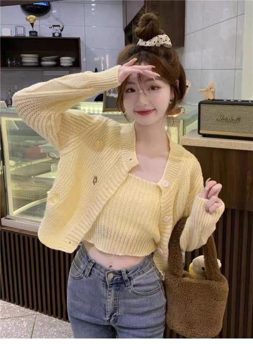 【孤品捡漏】微脏G03鹅黄两件套针织衫套装-喜出 商品图1
