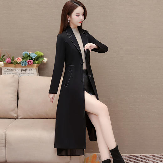 QYM HS23C15-Y时尚风衣外套中式中国结盘扣大衣拼结长款外套 商品图1