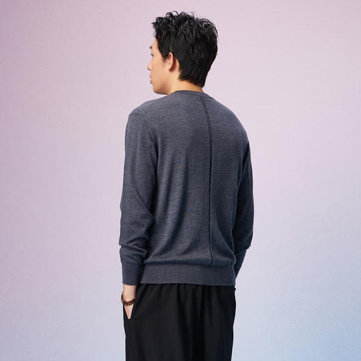 NPC潮牌100%羊毛简约纯色羊毛衫微廓形落肩男圆领秋季NP57SW31 商品图3