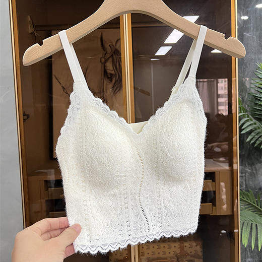 雀说蕾丝吊带女带胸垫文胸罩一体显瘦内搭外穿背心AL8863 商品图0