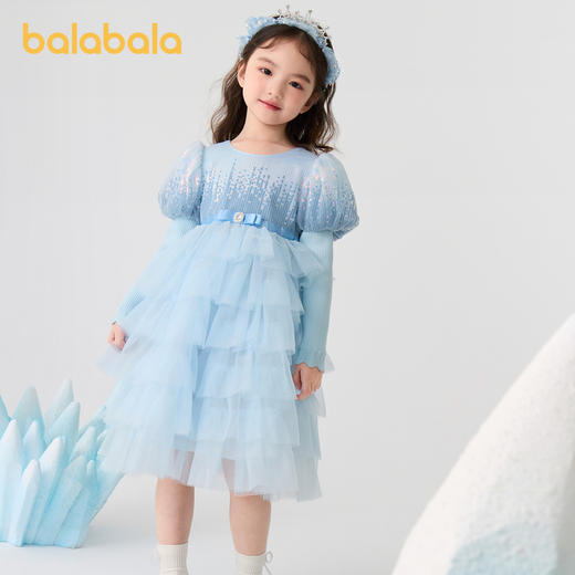 巴拉巴拉女童公主裙网纱连衣裙秋冬蛋糕裙珠片洋气甜美时尚泡泡袖 商品图2
