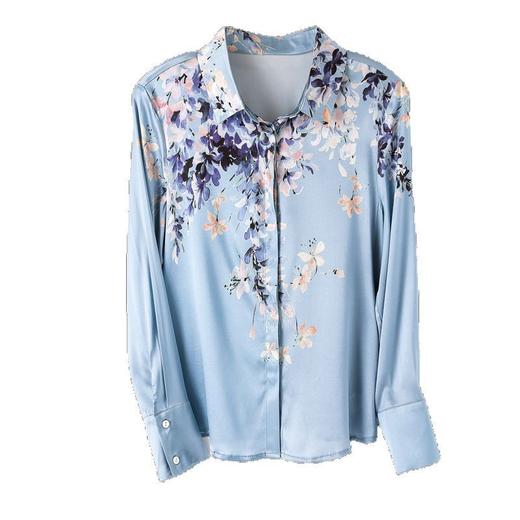 丁摩重磅真丝衬衫女长袖高端桑蚕丝新款印花时尚气质AL3551 商品图4