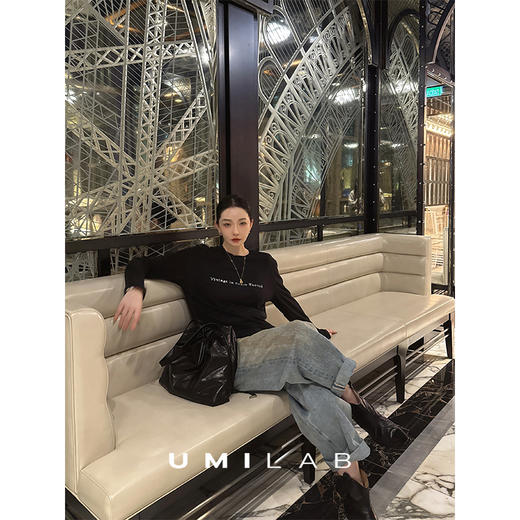 UMILAB｜旧事*奥地利进口兰精天丝+亚麻做旧字母印花宽松T恤T766W 商品图4