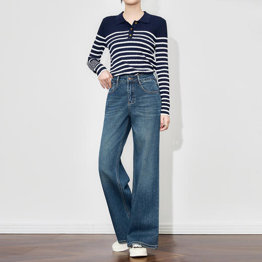 休闲高腰阔腿裤四面弹，洗水天丝牛仔经典牛仔裤WLZD-2511302 商品图0