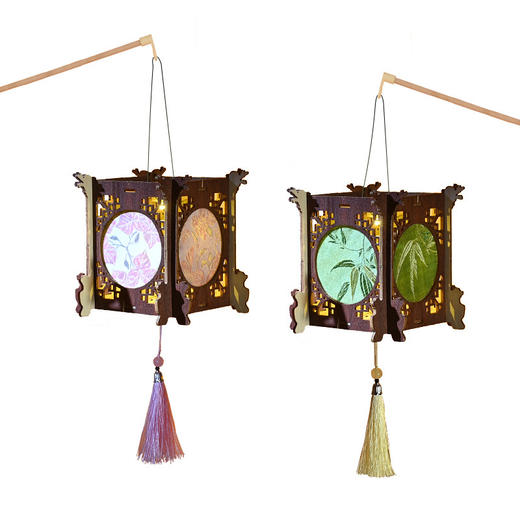 【中秋节DIY宋锦投影灯笼】手工材料包投影宫灯创意儿童手提古风花灯礼物仿宋锦 商品图4