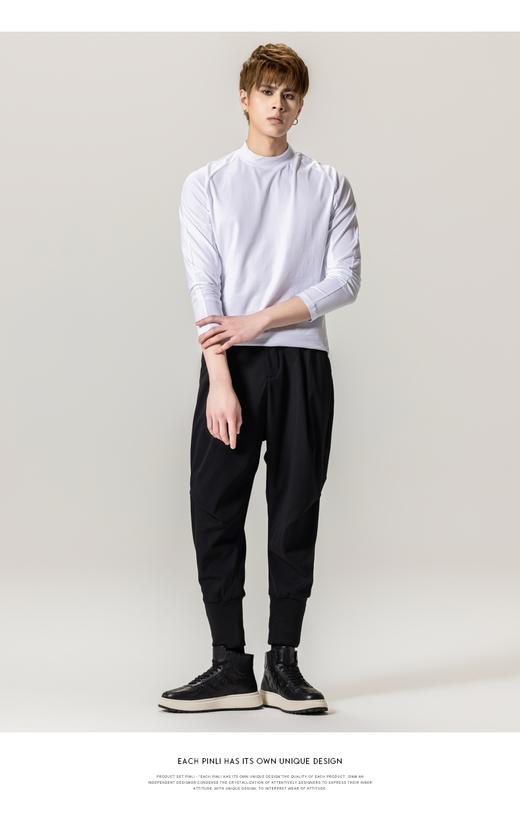 PINLI品立2025秋季新款立领纯色内搭长袖T恤男士休闲打底衫上衣潮B253111091 商品图7