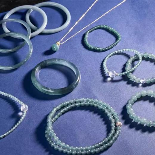 【任2个减20元】碧辉堂翡翠危料蓝水冰透手串吊坠项链耳钉【一物一证 礼盒包装】 商品图2