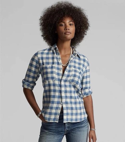 男女同款！rrl美式情侣衬衣   磨毛质感  10S长绒有机棉亚麻混纺 商品图1