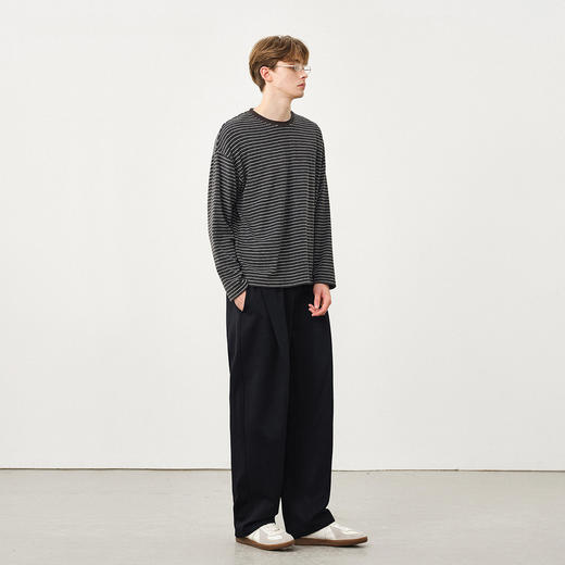 714street潮流百搭男士裤子2025秋季新款直筒裤宽松打褶毛圈卫裤 商品图3