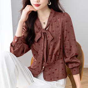 KQL 369H9989收腰蝴蝶结设计感衬衫