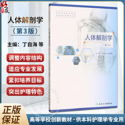 人体解剖学 第3三版 高等学校创新教材 丁自海 张露青 主编 供本科护理学专业用 表面解剖学等 9787117379427 人民卫生出版社 商品图0