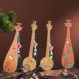 【古典乐器红木书签礼盒】古琴琵琶乐器梅兰竹菊创意木质书签礼盒装文创意精美礼品