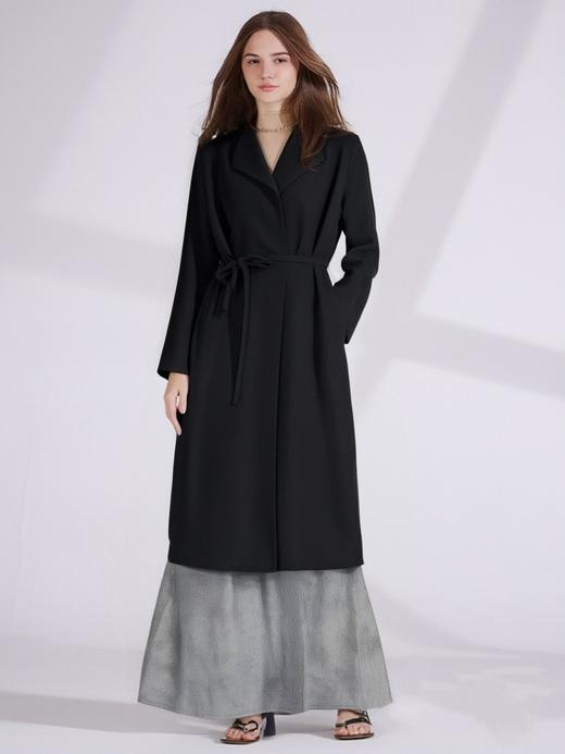 QG8001#轻奢风系带醋酸翻领大衣 商品图1