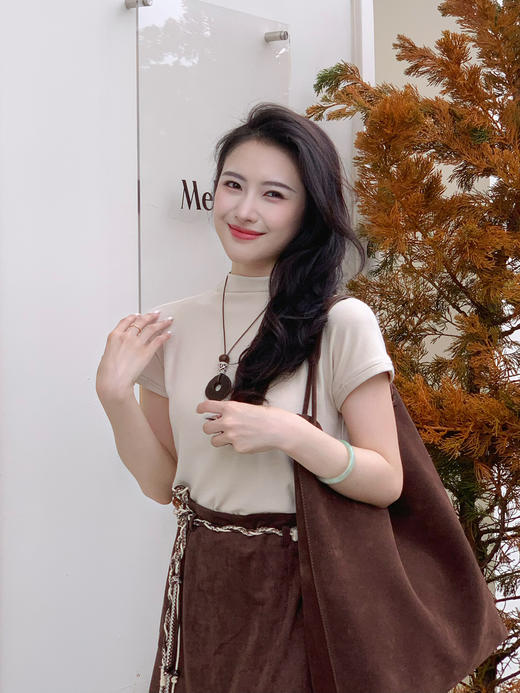 【百图lulu定制】【提气色小衫】软糯 细腻高弹 收腰 短袖 小衫 T恤 商品图0